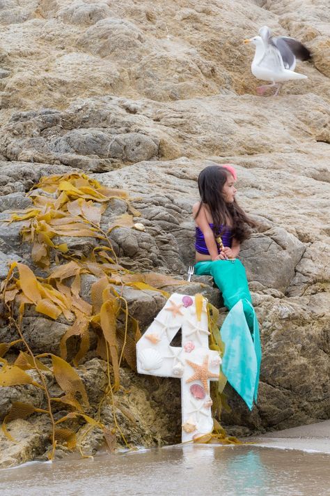 The Little Mermaid Inspired Birthday Photoshoot! Check out "Scuttle" in the background!   #ariel #disney #mermaid Birthday Photoshoot Ideas Kids, Photoshoot Ideas Kids, Mermaid Photo Shoot, Mermaid Photoshoot, Princess Photo Shoot, Birthday Photoshoot Ideas, Mermaid Photography, Mermaid Photos, Mermaid Pictures