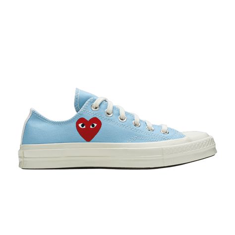 Check out the Comme des Garçons PLAY x Chuck 70 Low 'Bright Blue' on GOAT Chuck 70 Aesthetic, 70 Aesthetic, Converse Comme Des Garcons, Chuck 70 Low, Play Heart, Cdg Play, Comme Des Garcons Play, Heart Logo, Chuck 70