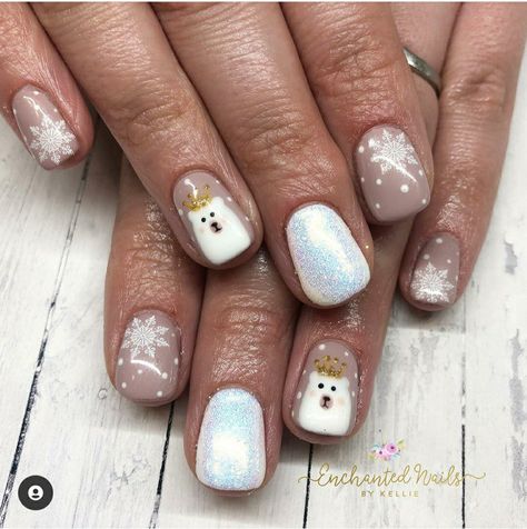 Polar Bear Nails, Bears Nails, Christmas Penguin, Christmas Nails, Polar Bear, Crown, Nails, Christmas, Quick Saves