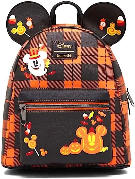 Halloween Plaid, Pumpkin And Ghost, Mouse Pumpkin, Mickey Mouse Backpack, Billy Kid, Mickey Mouse Pumpkin, Mickey Mouse Halloween, Loungefly Bag, Disney Bag