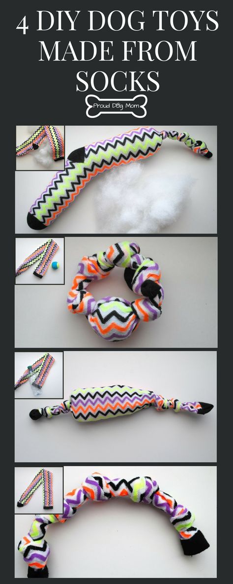 4 No-Sew DIY Dog Toys Made From Socks | No-Sew Dog Toys | Homemade Dog Toys | Dog Sock Toys | Make Dog Toys, Lou Dog, Homemade Dog Toys, Diy Pet Toys, Red Dog Collar, Diy Dog Toys, Positive Dog Training, Sock Toys, Dog Socks