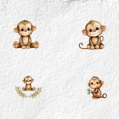 Monkey Watercolor, Monkey Birthday Party, Monkey Birthday Parties, Party Graphic, Monkey Baby Shower, Monkey Birthday, Nursery Decor Wall, Monkey Baby, Nursery Decor Wall Art