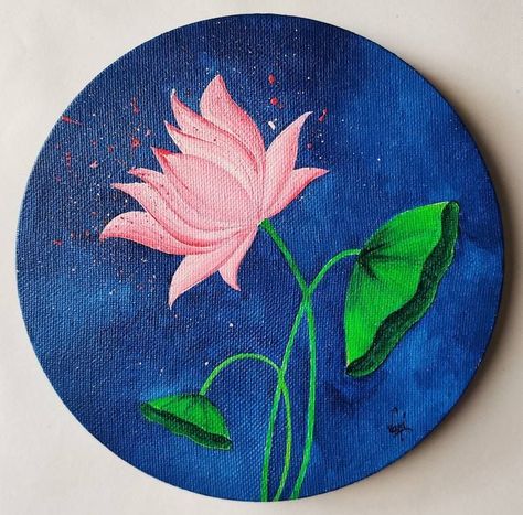 Round Wall Art Painting, Pichwai Art Paintings Lotus, Indian Lotus Painting, Lotus Drawing Art, Lotus Flower Painting Acrylics, Pichwai Lotus Painting, Pichwai Paintings Lotus, Lotus Painting Acrylic, Lotus Acrylic Painting