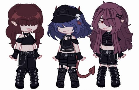 Gacha Punk Outfits, Tomboy Gacha Club Outfits, Gacha Club Outfit Ideas Female, Tomgirl Outfit, Outfit Ideas Tomboy, Tomboyish Outfits, Tomboy Outfit Ideas, Emo Look, Gacha Nox