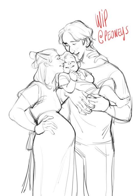 Family Portrait Drawing, Family Portrait Poses, Drawing Body Poses, Poses Drawing, Family Drawing, Body Reference Drawing, Cardigan Winter, Winter Cardigan, Poses References