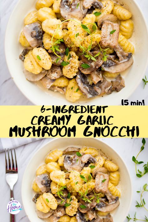 Mushroom Gnocchi, Gnocchi Recipes Easy, Gnocchi Dishes, Creamy Garlic Mushrooms, Gnocchi Recipe, Vegetarian Comfort Food, Butter Pasta, Veggie Meals, Meals Recipes