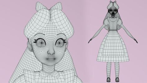 ArtStation - Alice in Wonderland 3D model, Clara Cravo Zbrush, 3d Art, Alice In Wonderland, Humanoid Sketch, Disney, Art