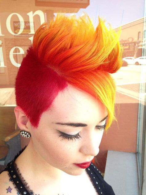 HOW-TO: Fiery 'Hawk with Pravana & Matrix | Modern Salon Yellow Hair, Red And Yellow, Orange, Yellow, Red, Hair