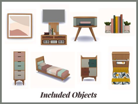 greyzonesims' Willow Collection Bedroom - REQUIRES TINY LIVING Shelf Bedside Table, Living Room Collections, My Living Room, Bed Wall, Pattern Matching, Murphy Bed, Tiny Living, Art Table, Single Bed