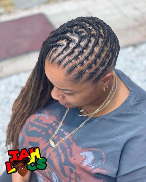 Jah Locs, LLC. on Instagram: “The moment they say locs aren’t versatile- bust out a post of some dope shit . JAH lemonade Locs - inspired by Beyoncé’s lemonade braids…” Lemonade Loc Styles, Dreadlock Styles For Long Hair, Long Dreadlock Styles For Women, Female Dreadlocks, Braided Locs, Jah Locs, Female Dreadlocks Styles, Long Dreadlocks, Dreadlocks Hair Care