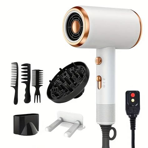 2 Magnetic Accessories for All Hair Types - The nozzle concentrates and directs airflow for meticulous styling, perfect for achieving that salon-finish look. Meanwhile, the diffuser evenly disperses airflow, effectively reducing frizz and catering to the needs of curly or wavy hair.
Ultra Safe - The Anne Betty hair dryer features an ALCI safety plug designed to safeguard you and your family. Please note that this safety plug is intended for 110-130volts only. 

$100 Coupon Bundle with this link Blow Dryer With Comb, Yoga Supplies, Ionic Hair Dryer, Professional Hair Dryer, Cool Buttons, Hair Dryers, Blow Dryer, Dryers, Smooth Hair