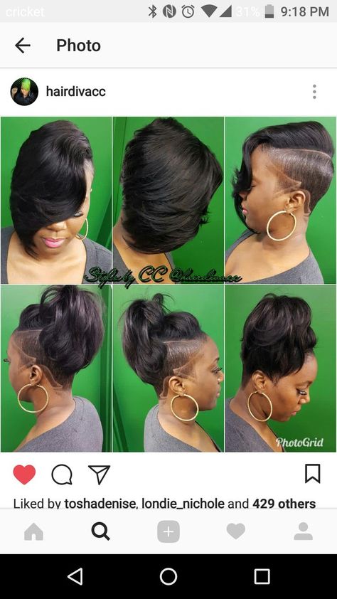 Mohawk Quick Weave Hairstyles, Mohawk Quick Weave, Quick Weave Hairstyles Short, Weave Hairstyles Short, Texlaxed Hair, Braids With Shaved Sides, Black Hair Short Cuts, Shaved Side Hairstyles, Shaved Hair Designs