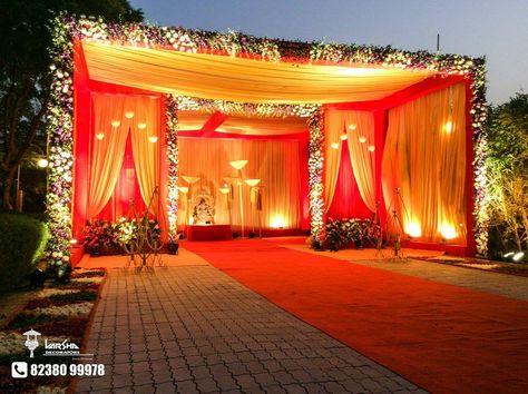 the themes are simply sure to leave you in amazement! Address: Baabulbaugh Party Plot, opp Anand Niketan School, behind Rajpath Club, near Sindhu Bhavan, Bodakdev, Ahmedabad. Contact: 8238099978 #Decor #Decorators #Occasions #Events #VarshaDecorators #CityShorAhmedabad Party Plot Decoration, Marriage Hall Decoration, Balloon Design For Birthday, Mandap Decoration, Marriage Hall, Wedding Gate, Reception Stage, Hall Decoration, Entry Gate