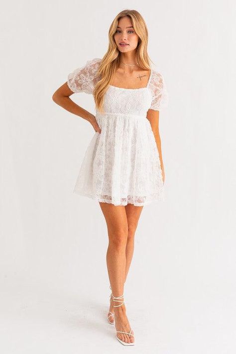 LE LIS Square Neck Puff Dress, White – SwagglyLife Home & Fashion Square Neck Puff Sleeve Dress, Confirmation Dresses, White Dresses Graduation, White Lace Mini Dress, Puff Dress, Usa Dresses, Puff Sleeve Dress, Grad Dresses, Applique Dress