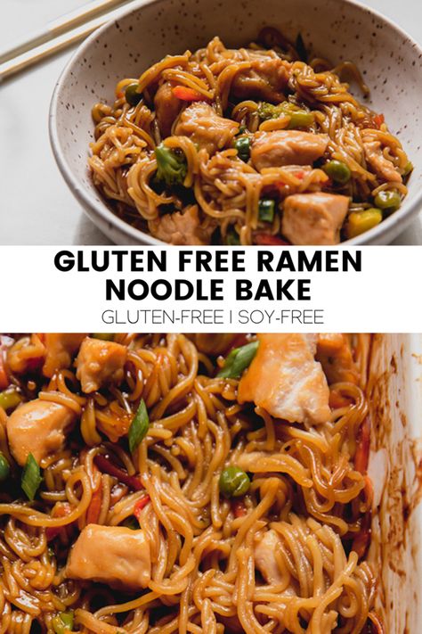 Gluten Free Asian Noodles, Ramen Noodle Bake, Gluten Free Thai Recipes, Gluten Free Ramen Recipes, Gluten Free Supper Ideas, Gluten Free Ramen Noodles, Uni Meals, Gluten Free Ramen, Chicken Ramen Recipe