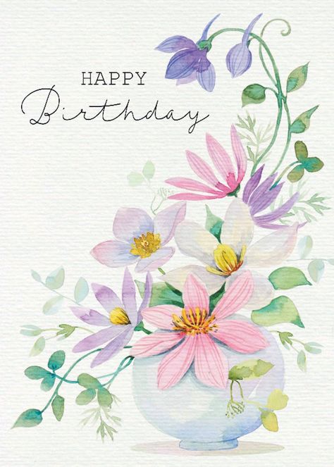 Happy Birthday Flowers Wishes, Happy Birthday Illustration, Beautiful Birthday Wishes, Happy Birthday Printable, Birthday Greetings Friend, Happy Birthday Art, Happy Birthday Greetings Friends, Happy Birthday Wallpaper, Greetings Island