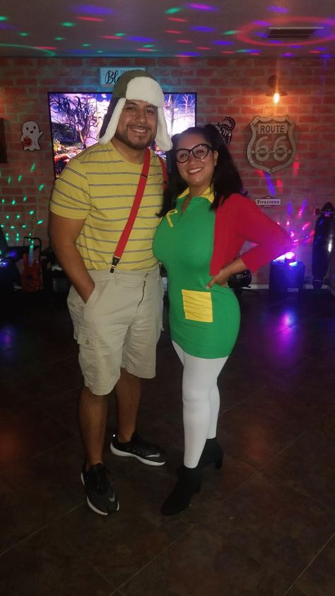 El Chavo del Ocho, La Chilindrina Latino Halloween Costumes, Mexican Halloween Costume Couple, La Chilindrina Costume, Chavo Del Ocho Costume, Latina Halloween Costumes, Mexican Halloween Costume, Disfraces Ideas, Reverse French Braids, Mexican Halloween