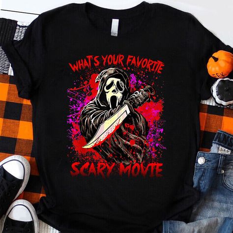 Scream Ghostface Scary Movies Halloween Horror T-Shirt Scary Movies Halloween, Ghostface Shirt, Scary Movie Shirts, Scream Ghostface, Horror Movie T Shirts, Scary Movie, Movie Shirts, Movie T Shirts, Retro 90s