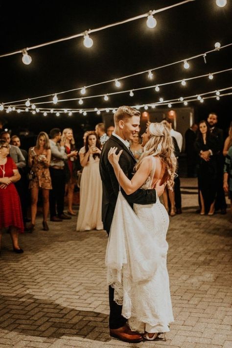 String Lights Wedding Reception, First Dance Photos, Wedding Reception Lighting, Wedding Reception Photography, String Lights Wedding, Lights Wedding, Beautiful Scenes, Wedding Photography Packages, Country Wedding Dresses