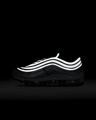 The Nike Air Max 97 is one of our all-time favorites. Why? First released in 1997, this icon was the first Nike shoe with full-length Air—like you're walking on a bubble! The signature wavy lines are also inspired by water ripples. Originally made for running, the 97 is now a pair of kicks you can rock any day of the week to wear everywhere. Shown: Metallic Silver/White/Varsity Red Style: 918890-001 Nike Shoe, Wavy Lines, Water Ripples, Red Style, Nike Air Max 97, Red Fashion, Big Kids, Air Max, Kids Shoes