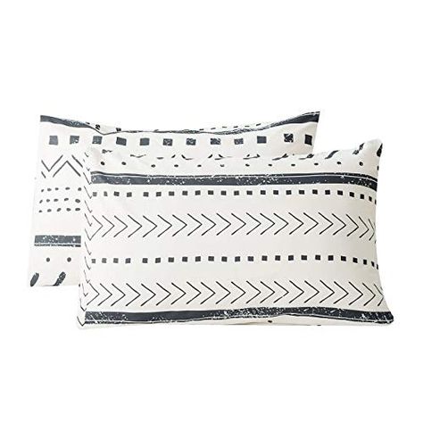 Amazon.com: SUSYBAO 100% Cotton Pillowcases King Size Set of 2 White Aztec Geometric Print Bed Pillow Covers Envelope Closure End Pillow Encasement Home Decorative Soft Cool Comfortable(2 Pack, 20 x 36 inch): Home & Kitchen Bed Pillows Queen, Best Silk Pillowcase, Print Bed, Geometric Bedding, Bed Pillow Covers, Geometric Duvet Cover, Microfiber Bed Sheets, Printed Pillowcases, Bed Pillow