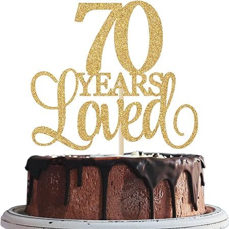 Amazon.com: 70 Years Loved Cake Topper, Cheers to 70 Years, 70th Birthday Cake Topper, 70th Wedding Anniversary Cake Topper, 70th Anniversary Birthday Party Favor Supplies Gold Glitter : Grocery & Gourmet Food 90th Birthday Centerpiece, 70th Wedding Anniversary, 90th Birthday Cakes, Anniversary Cake Topper, 70th Birthday Cake, Love Cake Topper, 90's Birthday Party, Wedding Anniversary Cake, 70th Anniversary