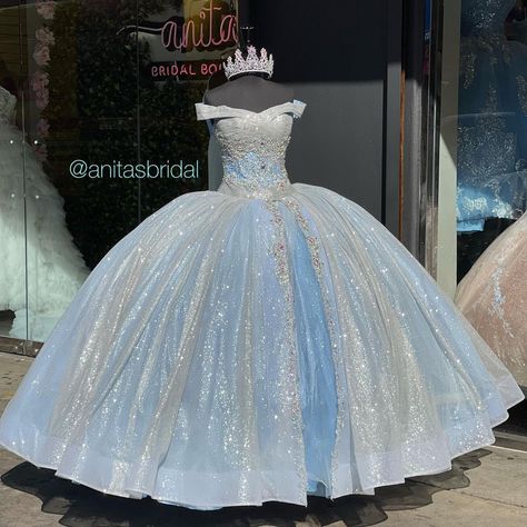 Cinderella Mini Dress, Powder Blue Quinceanera Dress, Winter Wonderland Quince Dress, Winter Sweet 16 Dresses, Winter Wonderland Quinceanera Theme, Cinderella Quinceanera Dress, Winter Wonderland Quince, Blue Quince Dress, Winter Quinceanera