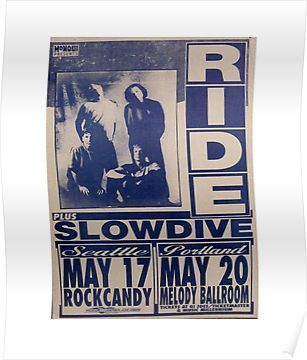 Ride, Slowdive- Shoegaze Tour Poster Poster Shoegaze Bands, Punk Poster, Tour Poster, Dream Pop, Posters For Sale, Concert Poster, Tour Posters, Rock Posters, Gig Posters