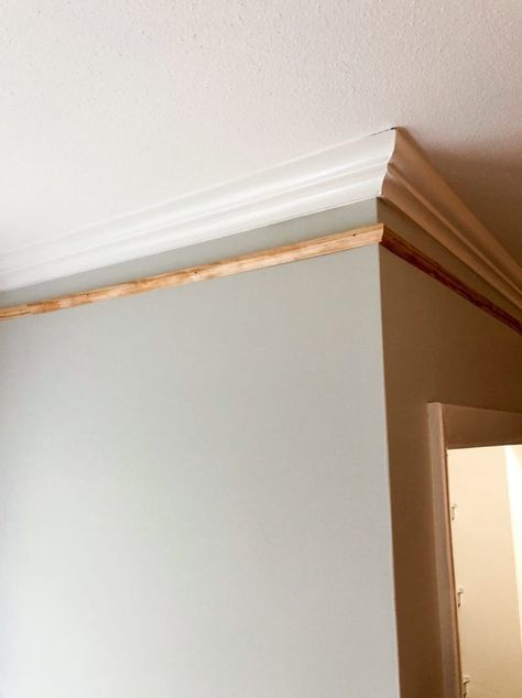 Faux Crown Moldings, Moulding Ideas, Diy Crown Molding, Ceiling Crown Molding, Kitchen Countertop Decor, Inexpensive Decor, Faux Beams, Home Upgrades, Crown Molding