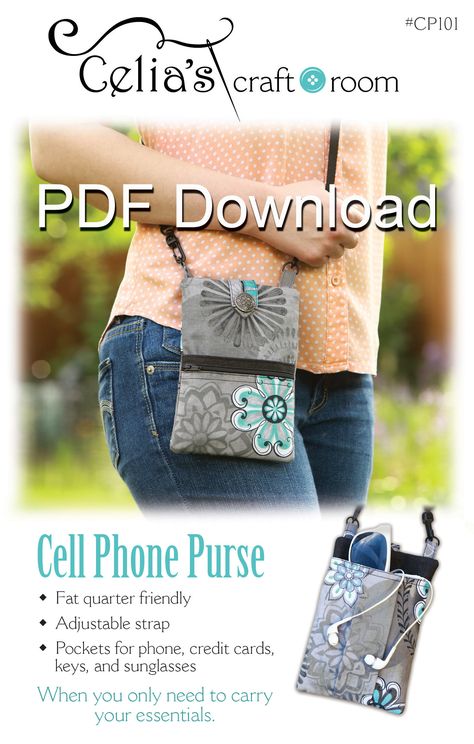 PDF Cell Phone Purse Sewing Pattern Small Purse Pattern | Etsy Small Purse Pattern, Phone Purse Pattern, Crossbody Cell Phone Purse, Purse Sewing Patterns, Beginner Sewing Patterns, Purse Pattern, Newest Cell Phones, How To Make Purses, Purse Hardware