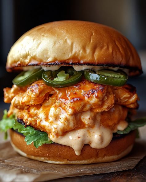 Buffalo Sandwich Recipes, Ground Chicken Burger Recipes, Chicken With Buffalo Sauce, Jalapeño Burger, Spicy Chicken Burger, Chicken Big Mac, Buffalo Burger, Buffalo Chicken Burgers, Buffalo Chicken Quesadilla