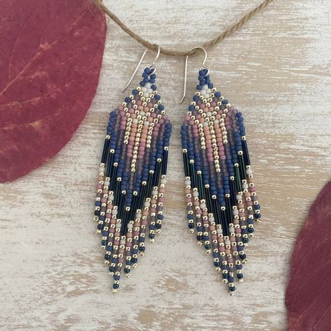 Winter Glow Fringe Bead Earrings | Etsy Denmark Winter Beaded Earrings, Cheap Blue Beaded Fringe Earrings, Beaded Mountain Earrings, Northern Lights Beadwork, Northern Light Beaded Earrings, Elegant Blue Beaded Fringe Earrings, Elegant Blue Fringe Earrings, Blue Fringed Beaded Drop Earrings, Fringe Bead Earrings