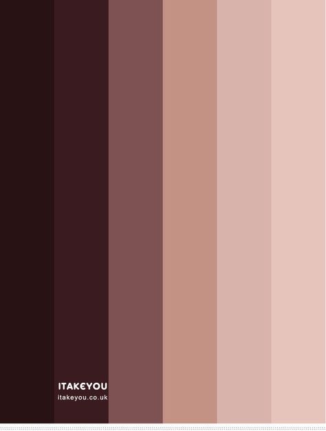 Mauve And Brown Color Palette, Mauve Brown Color Palette, Brown Pink Wedding Theme, Nude Color Palette Colour Schemes, Mauve Colour Palette, Mocha Wedding Theme, Plum Color Palettes, Plum Color Palette, Nude Color Palette