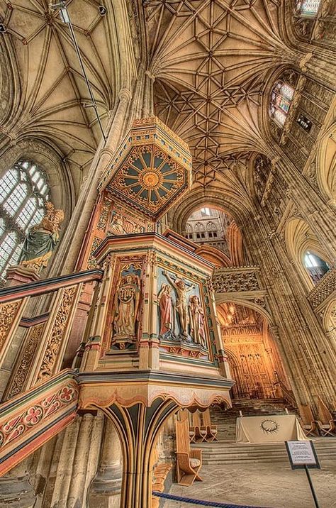 Canterbury Cathedral Church Pulpit, Canterbury Cathedral, Gothic Cathedrals, Cathedral Architecture, Architecture Sketchbook, Sacred Architecture, Historical Buildings, Cathedral Church, Church Architecture