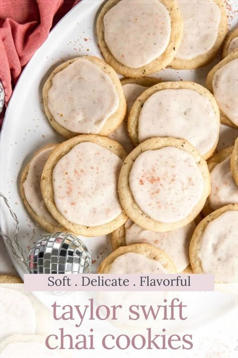 Taylor Swift Chai Cookies are easy to make and so delicious. This is a simple sugar cookie recipe with a chai tea packet added to it. Nothing fancy, but nevertheless flavorful filled with lovely flavor. The chai tea leaves adds some coziness that complements the cinnamon eggnog icing well. Taylor Swift Chai Cookies, Chai Cookie, Eggnog Icing, Chai Cookies Recipe, Simple Sugar Cookie Recipe, Taylor Swift Cookies, Tea Cookies Recipe, Chai Cookies, Sugar Cookie Recipe Easy