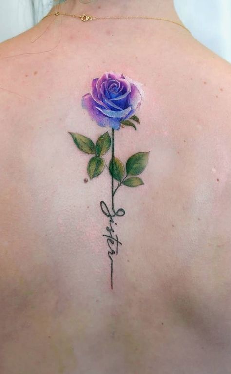 Blue Flower Tattoos For Women, Rose Line Tattoo, Chrysanthemums Tattoo, Oxytocin Tattoo, Rose Tattoo Designs For Women, Tattoo Chrysanthemums, Watercolor Rose Tattoo, Temporary Tattoos Diy, Purple Rose Tattoo