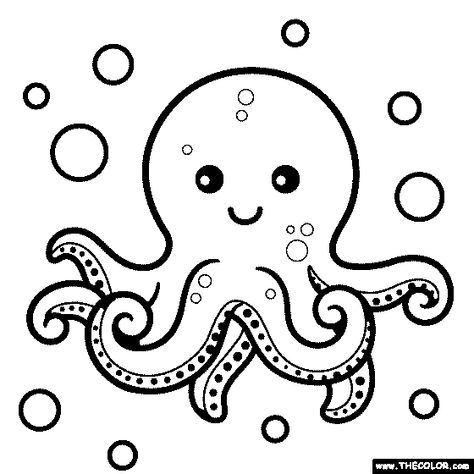 Octopus Coloring, Octopus Colors, Media Pembelajaran, Octopus Coloring Page, Octopus Crafts, Octopus Drawing, Pages To Color, Baby Octopus, Disney Cartoon Characters