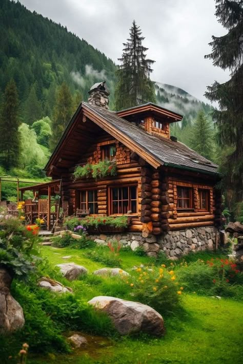 Cabin Rustic, Log Cabin Rustic, Forest Cottage, Small Log Cabin, Cabin Exterior, Little Cabin, Log Cabin Homes, Fantasy House, Tiny House Cabin