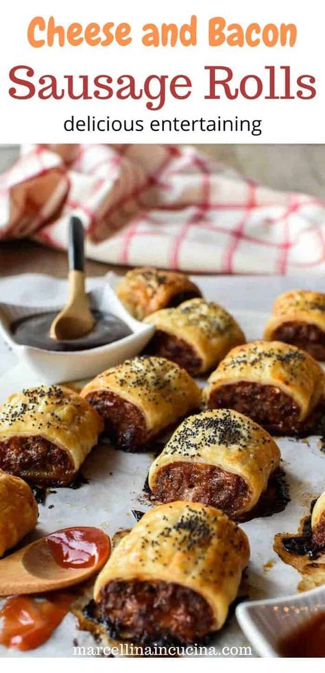 Australian Sausage Rolls, Sausage Roll Pastry, Bacon Rolls Recipe, Best Sausage Roll Recipe, Sausage Roll Recipe, Recipe With Cheese, Savoury Slice, Homemade Sausage Rolls, Sausage Rolls Recipe