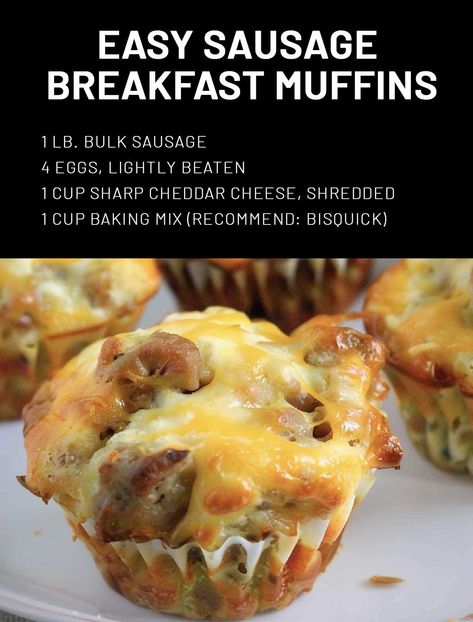 Easy Sausage Muffins – savory sausage muffins with eggs and cheddar cheese. Great grab-and-go breakfast for busy mornings. It’s back to school time all over the country and that means busy, hectic mornings for families. I Muffins Savory, Sausage Breakfast Muffins, Breakfast For Busy Mornings, Sausage Muffins, Cabbage Soup Recipes, Filled Muffins, Best Casseroles, How To Cook Sausage, Breakfast Muffins