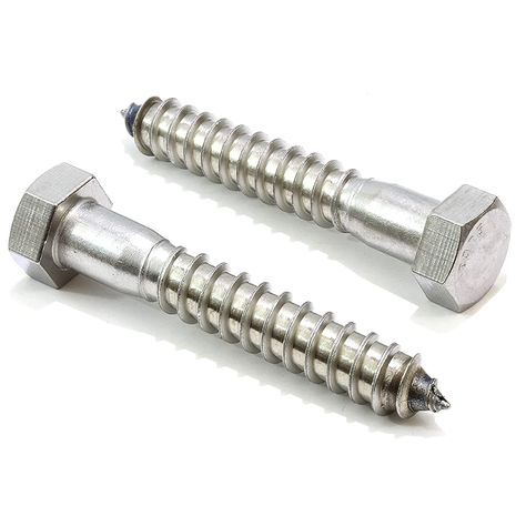 Amazon.com: 1/2" x 3" Stainless Hex Head Lag Bolt Screws, (10 Pack), 304 (18-8) Stainless Steel Coach Bolts/Large Screws for Wood with Plain Finish by Bolt Dropper : Industrial & Scientific Lag Bolts, Wrench Sizes, Carpentry Tools, Thread Types, Hardware Fasteners, How To Remove Rust, Wood Screws, Home Hardware, Fresh Water