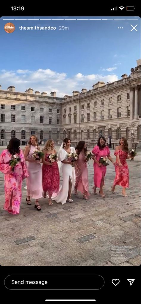 Red Pink Bridesmaid Dresses, Pink Bridesmaids, Pink Bridesmaid Dresses Mismatched, Hot Pink Bridesmaids, Magenta Wedding, Pink Palette, Mismatched Bridesmaid Dresses, Red Bridesmaid Dresses, Pink Bridesmaid Dresses