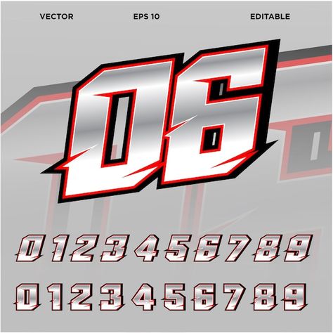 Race Car Numbers Font, Logo With Numbers, Speed Effect, Number Logo Design, Number Font, Sports Numbers, Number Logo, Number Fonts, Racing Design