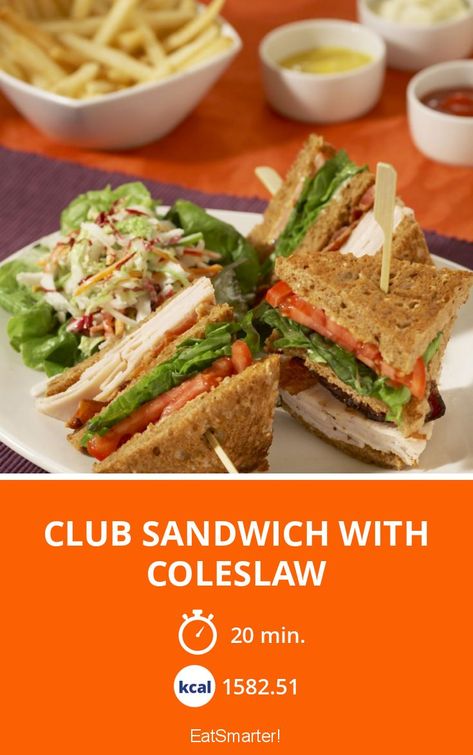 Club Sandwich with Coleslaw - quick recipe - simple dish - So healthy is the recipe: 69.0/10 | A recipe idea by EAT SMARTER | Baking, Sandwich, French fry #salad #healthyrecipes Sandwich With Coleslaw, Kohlrabi Recipes, How To Cook Artichoke, Plating Ideas, Radish Recipes, Low Cholesterol Recipes, Turmeric Recipes, Artichoke Recipes, How To Cook Asparagus