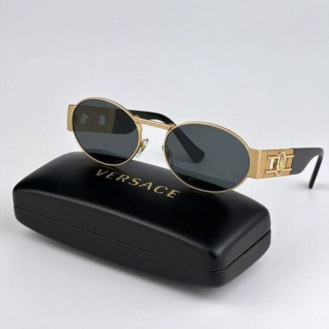 Versace Biggie Sunglasses, Top Sunglasses, Versace Gold, Versace Brand, Grey Sunglasses, Versace Collection, Versace Accessories, Sunglasses Brand, Versace Sunglasses