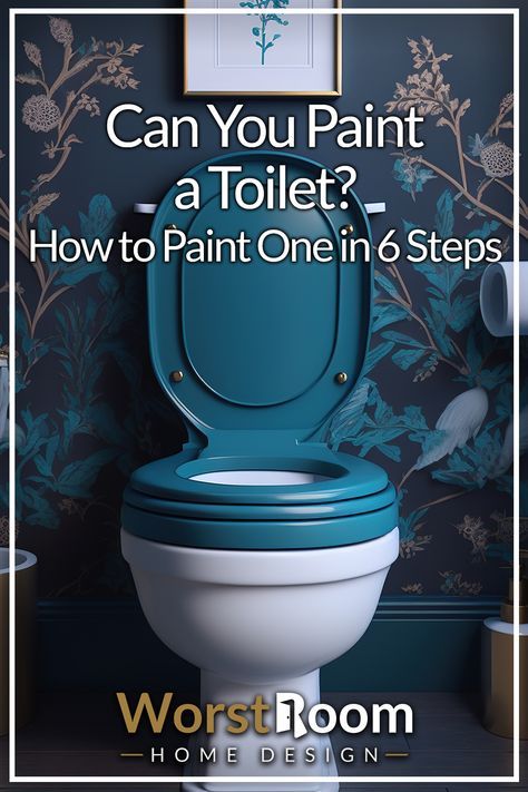 But can you paint a toilet? Isn't it hard to get paint to stick to porcelain or ceramic? Won't it just bubble and peel with time? #toilet #toilets #bathroom #restroom #bathroomdecor #painting #paint #decor Paint A Toilet, Pink Black Bathroom, How To Paint Behind A Toilet, Painting Weird, Toilet Remodel, Small Bathroom Paint Colors, Bathroom Zen, Weird Items, Paint Rv