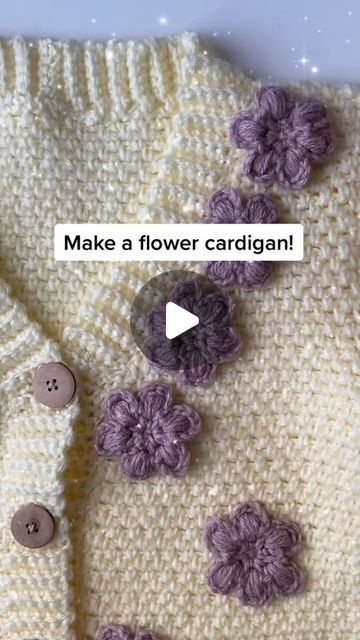 Puff Flower Cardigan, Cute Sweater Pattern, Flower Cardigan Pattern, Puff Stitch Flower, Puff Flower, Crochet Puff Flower, Flower Cardigan, Puff Stitch, Super Saver