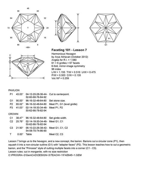 Faceting Diagram, Faceting Designs, Gem Cuts, Gem Drawing, Jewelry Knowledge, Faceted Design, Geometric Terrarium, Diagram Design, Faceted Gems