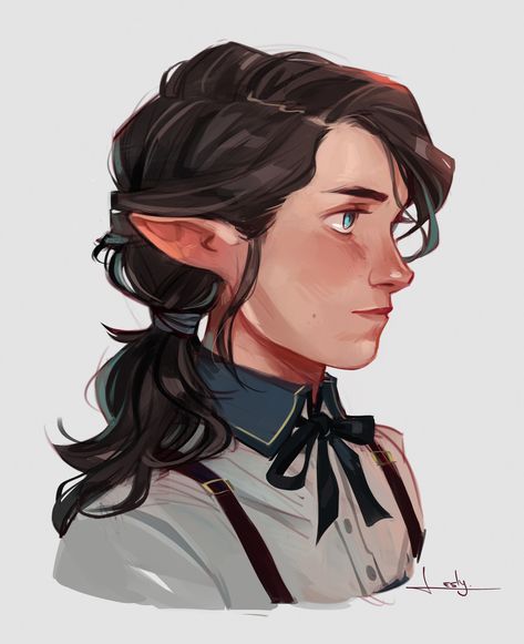 RPG half-elf NPC, character art, RPG adventure Half Elf, Character Design Cartoon, Dungeons And Dragons Characters, Dnd Art, Fantasy Inspiration, Character Creation, Dnd Characters, Character Portraits, A Drawing