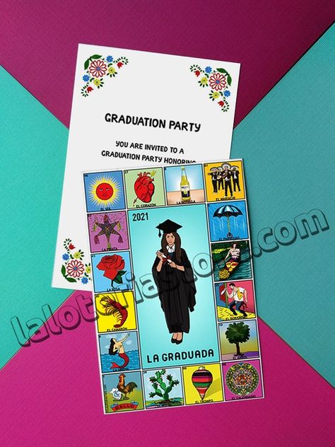 Loteria Party, Graduation Party Invites, Graduation Party Planning, Graduation Party Themes, Mexican Party Theme, Fiesta Theme, Graduation Cap Decoration, Cowboy Party, Mexican Party